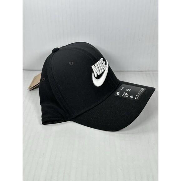 Size M/L Nike Adult Fitted Swoosh Flex Rise Cap Hat Black White FB5377-010 NWT - Picture 3 of 6